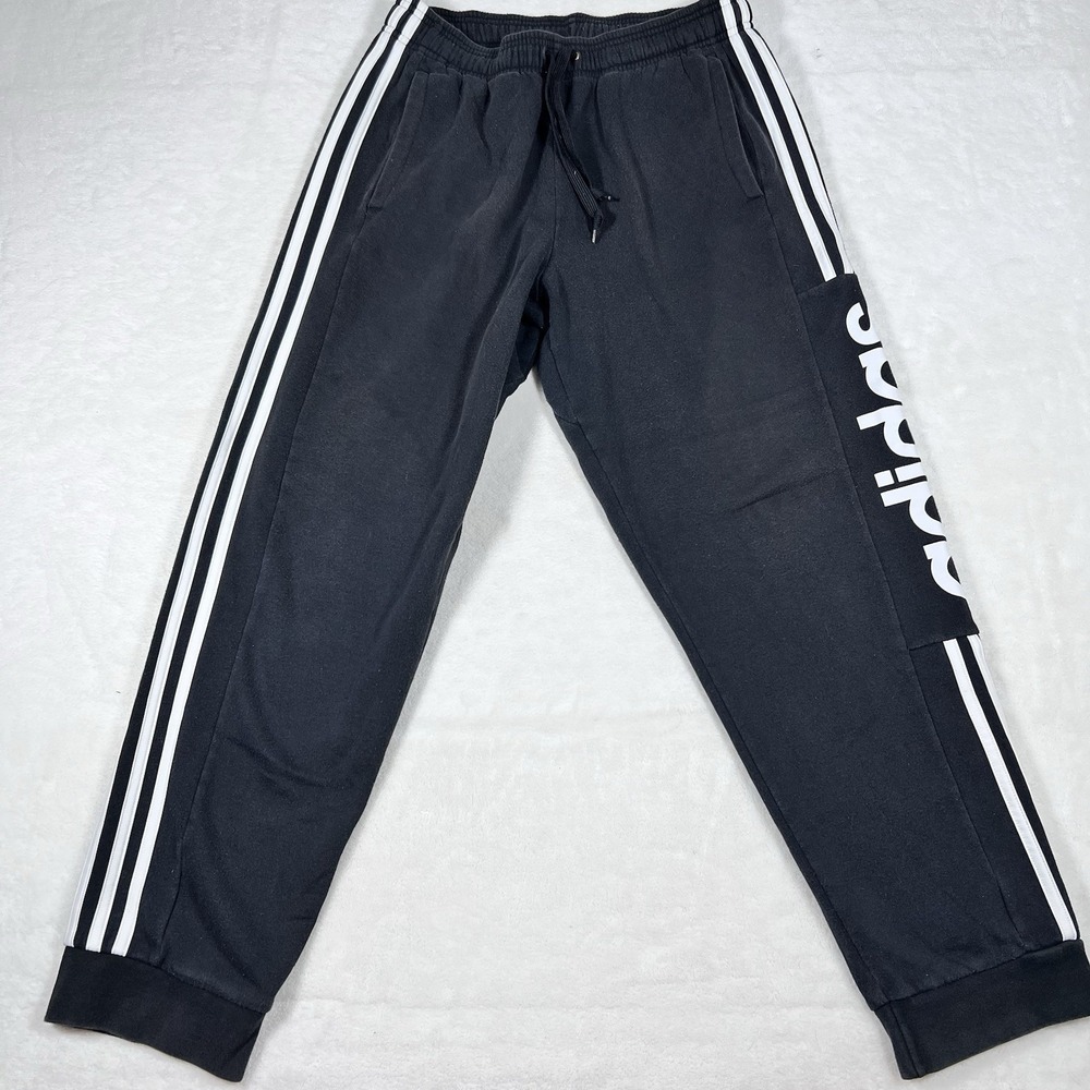 Adidas Men Essentials Tapered 3-Stripes Track Pant Spellout Black Medium